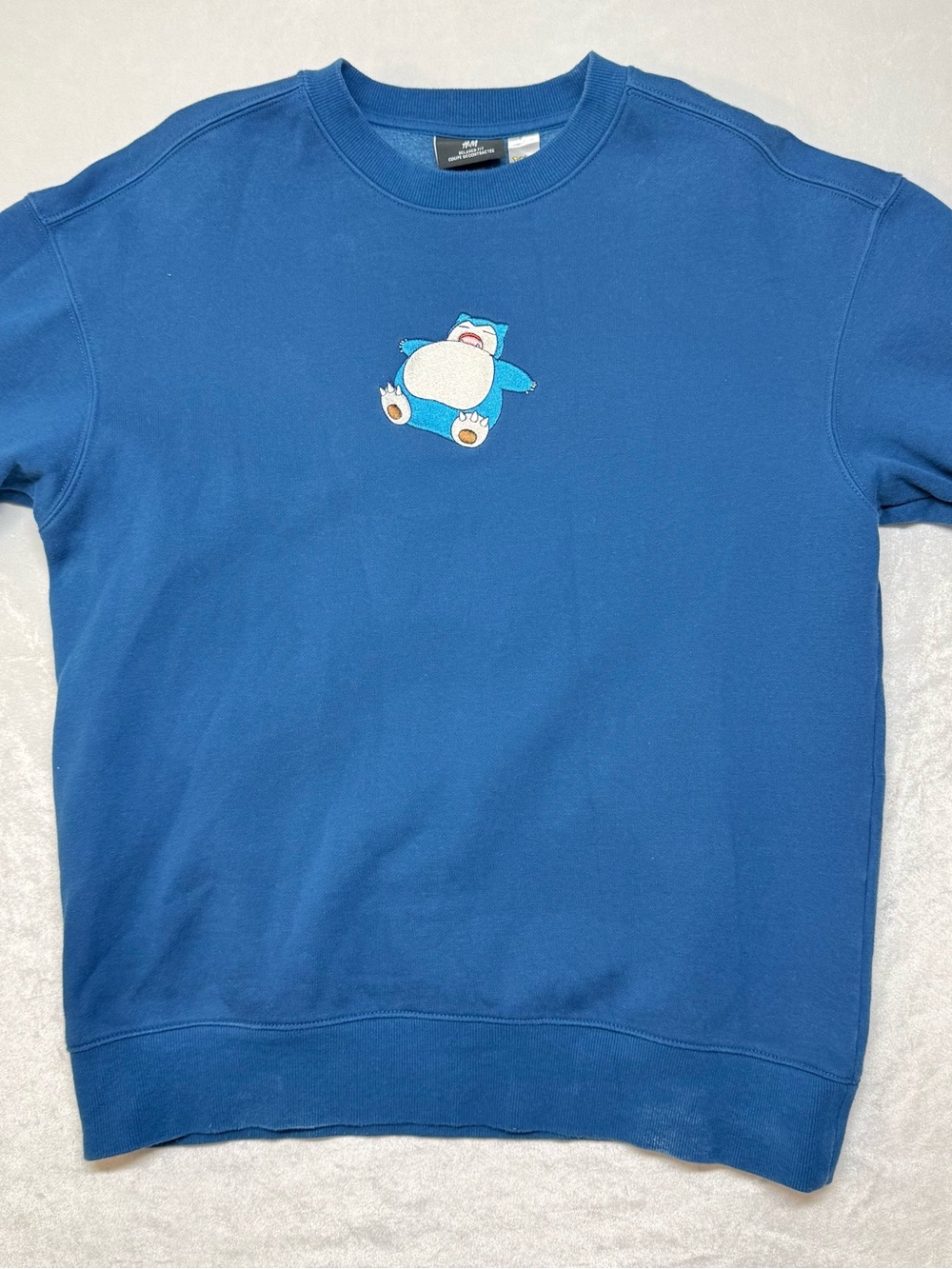 H&M Pokémon Blue Snorlax Embroidered Crewneck Sweatshirt